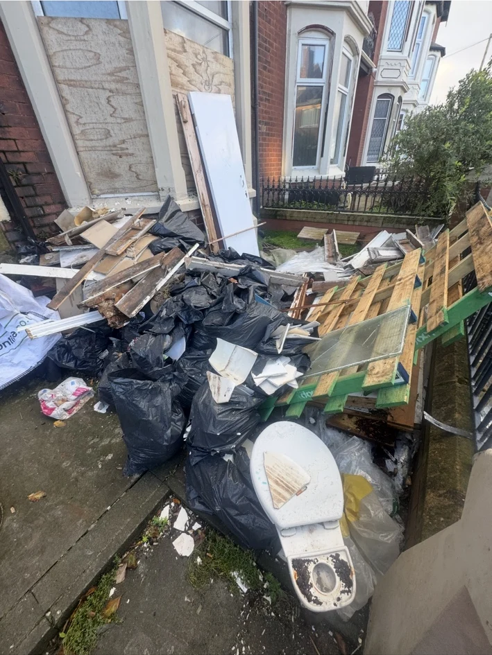 Builders’ and household waste before our collection