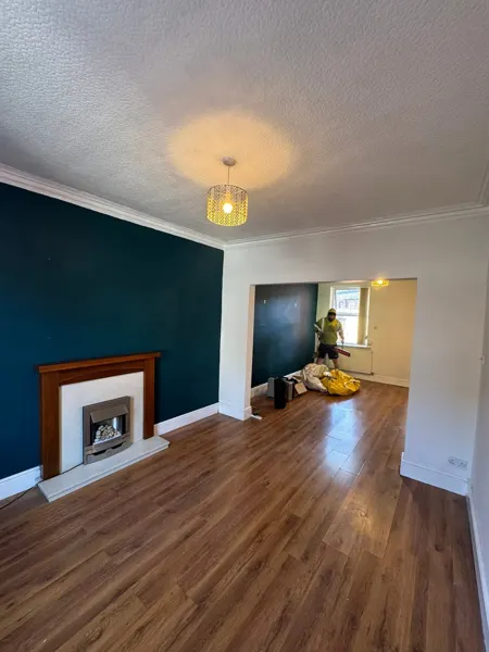 Fireplace wall before work
